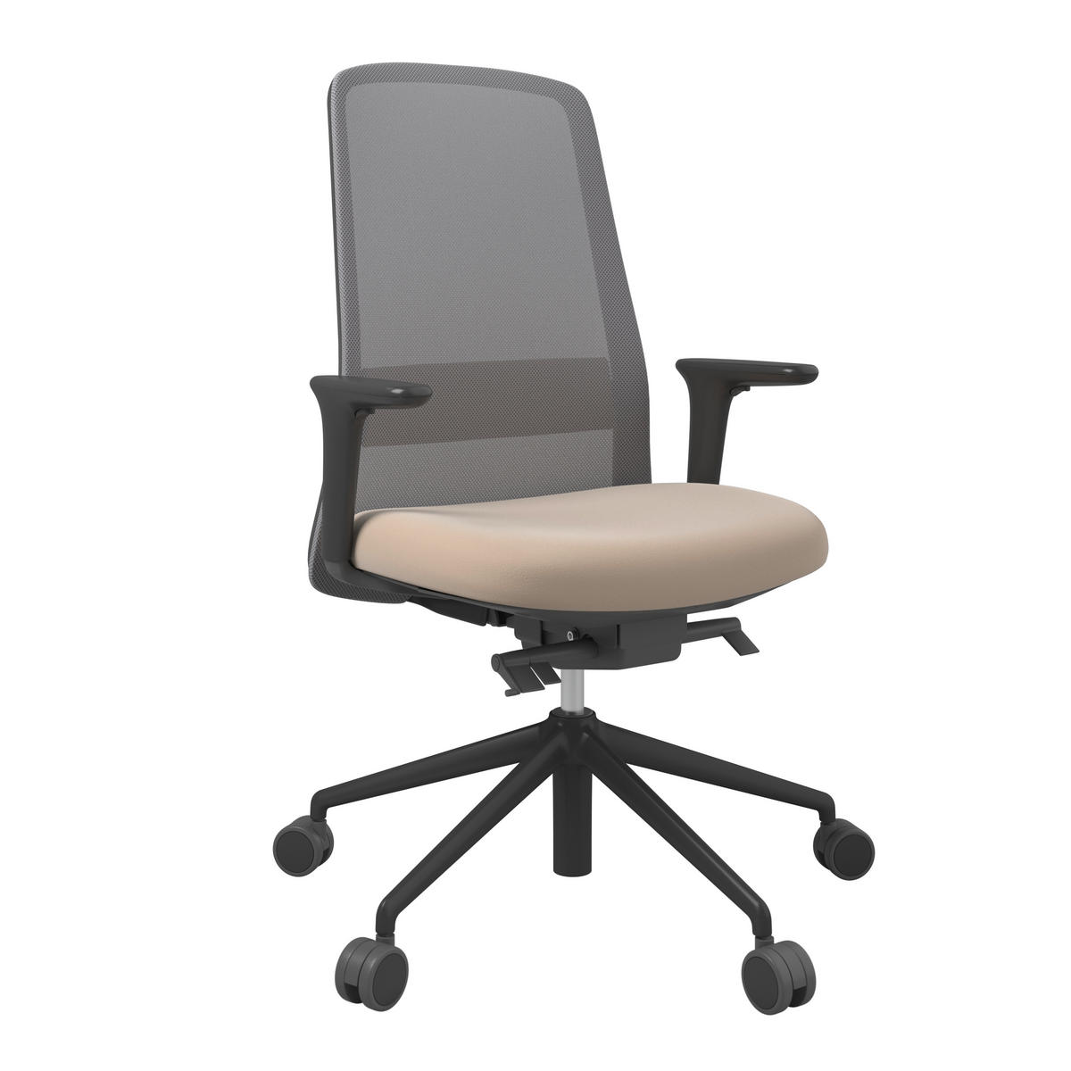 DREHSTUHL Lederlook Grau, Schwarz, Beige  - Beige/Schwarz, MODERN, Kunststoff/Textil (70/103-115/70cm)
