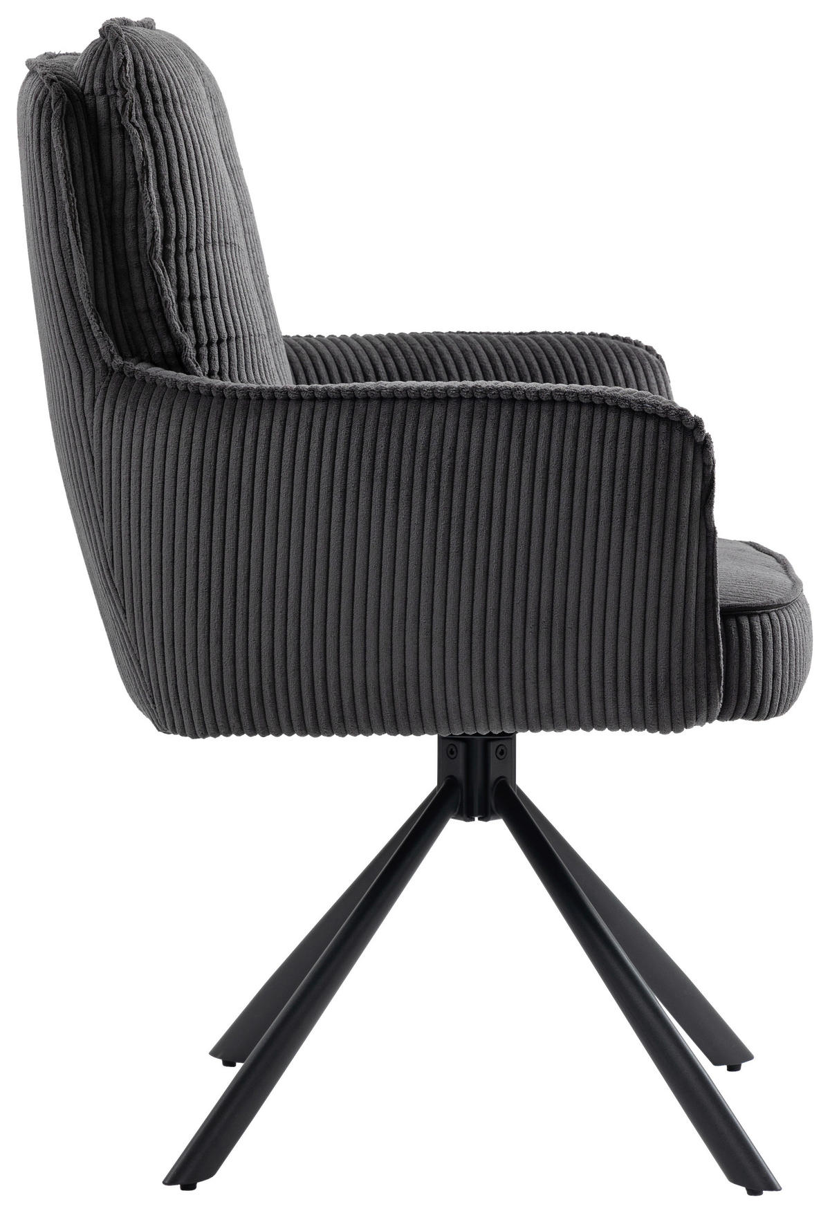 ARMLEHNSTUHL  in Eisen Cord  - Dunkelgrau/Schwarz, Design, Textil/Metall (62/95/67cm) - Novel