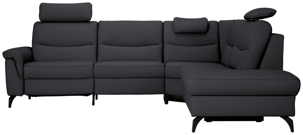 ECKSOFA  in Echtleder Schwarz  280/249 cm  - Anthrazit/Schwarz, Design, Leder/Metall (280/249cm) - Himolla Komfortklass