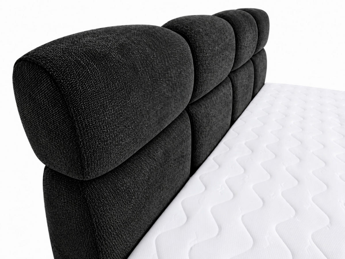 BOXBETT 140/200 cm,  in Schwarz, Bettkasten, Topper,  - Chromfarben/Schwarz, MODERN, Holz/Kunststoff (140/200cm) - MID.YOU