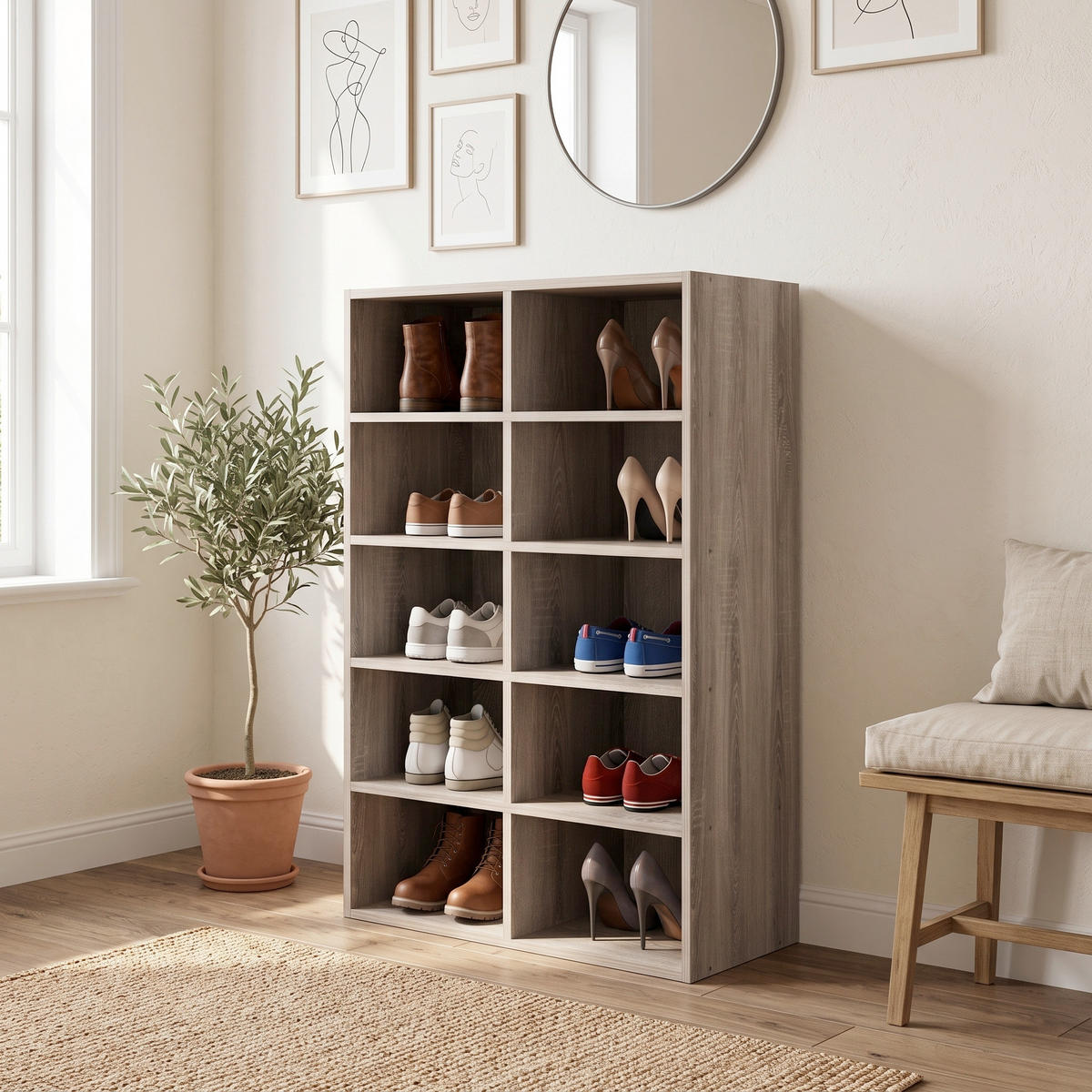 SCHUHREGAL  - Sonoma Eiche, Design, Holzwerkstoff (55/84/30cm) - MID.YOU