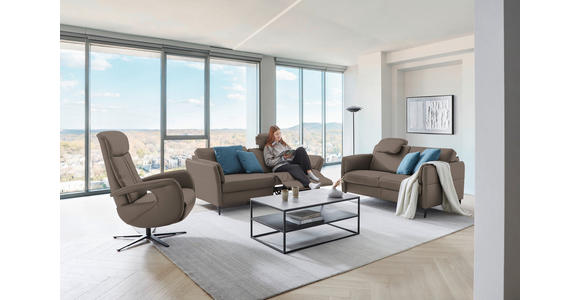 3-SITZER-SOFA in Leder Braun  - Schwarz/Braun, Design, Leder/Metall (190/84/99cm) - Dieter Knoll