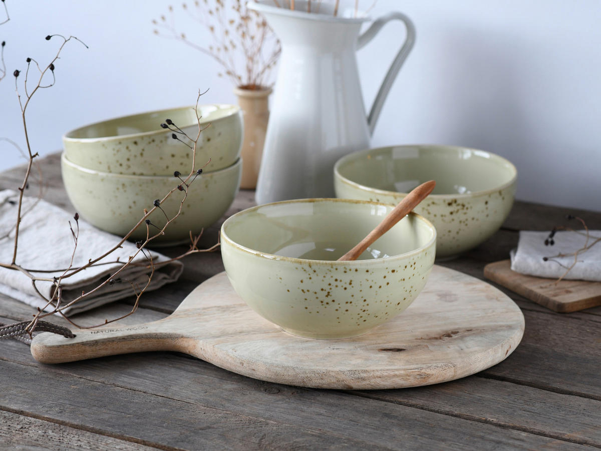 SCHÜSSELSET Nature Collection 4-teilig  - Salbeigrün, Design, Keramik - Creatable