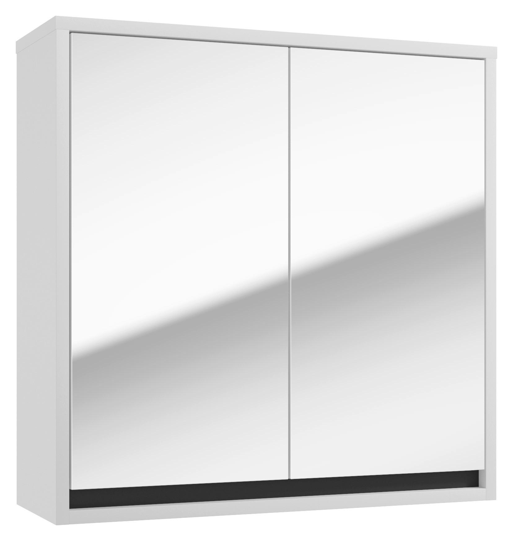 DULAP CU OGLINDĂ 60/60/20 cm  - alb/antracit, Basics, material pe bază de lemn (60/60/20cm) - MID.YOU
