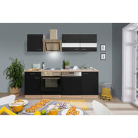 KÜCHENBLOCK 220 cm   in Schwarz  - Edelstahlfarben/Eichefarben, Basics, Holzwerkstoff/Metall (220cm) - Respekta