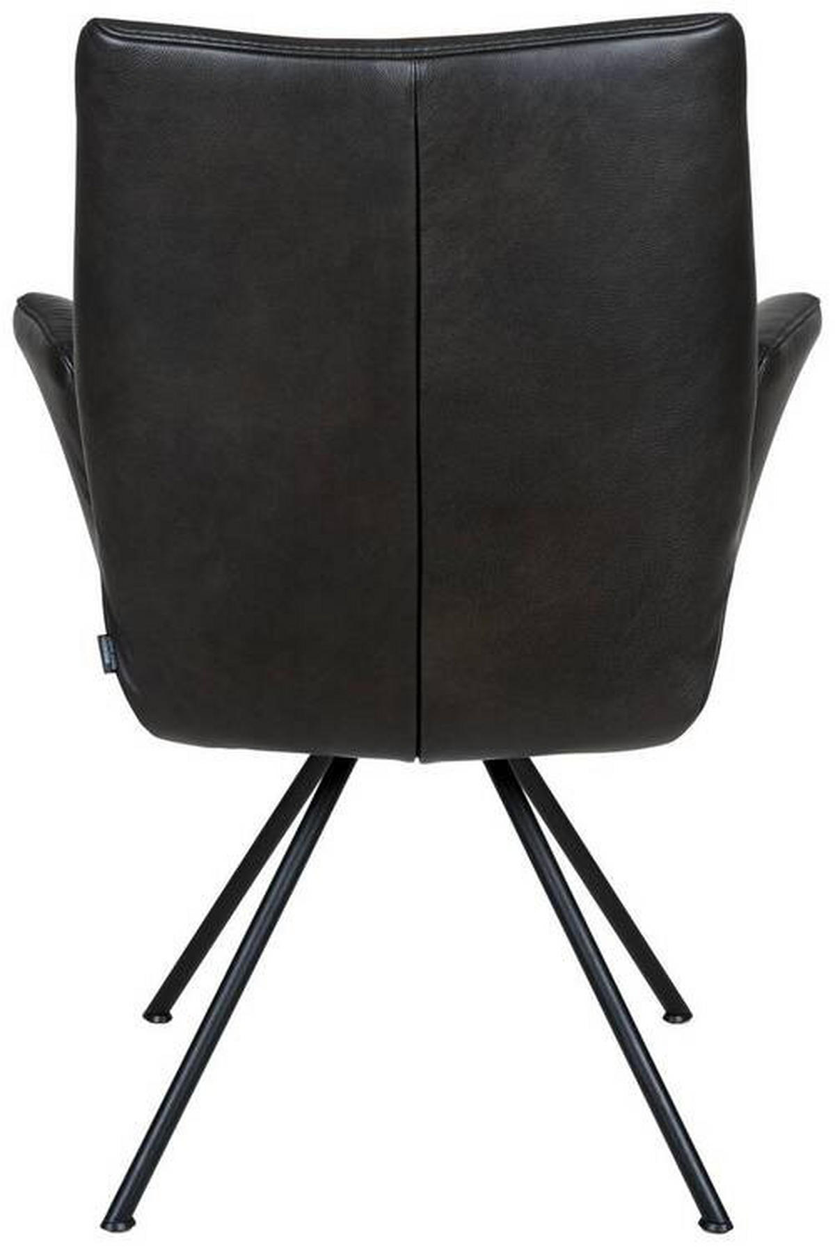 ARMLEHNSTUHL  in Stahl Echtleder  - Anthrazit/Schwarz, Design, Leder/Metall (60/90/61cm) - Dieter Knoll