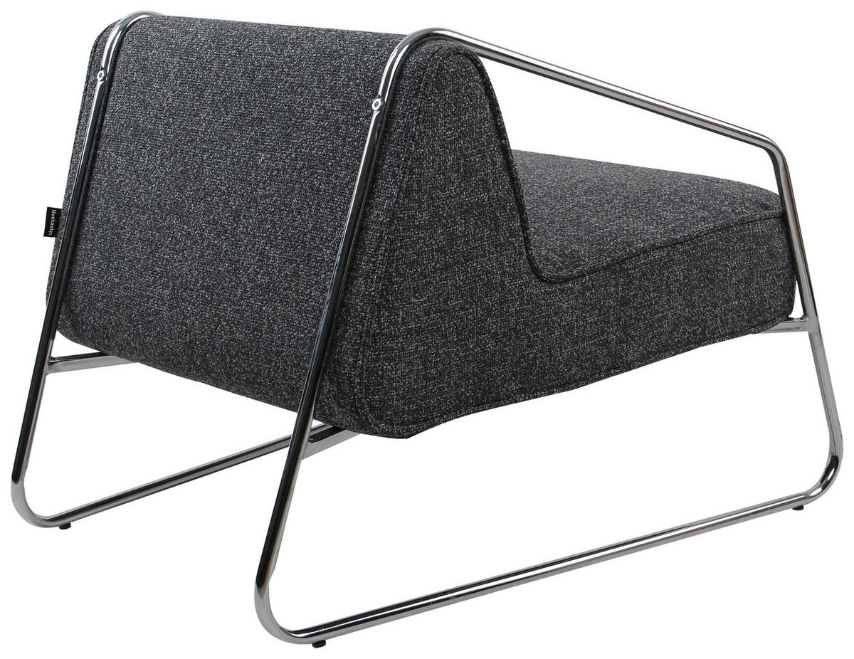 DESIGNSESSEL in Webstoff Dunkelgrau  - Chromfarben/Dunkelgrau, MODERN, Textil/Metall (62/85/65cm) - Livetastic
