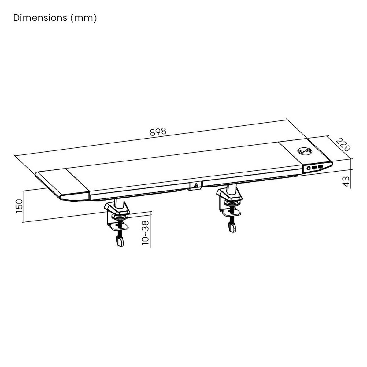 NÁSTAVEC NA PSACÍ STŮL  - černá, Design, kov/kompozitní dřevo (89,8/22/28,5cm) - Boxxx
