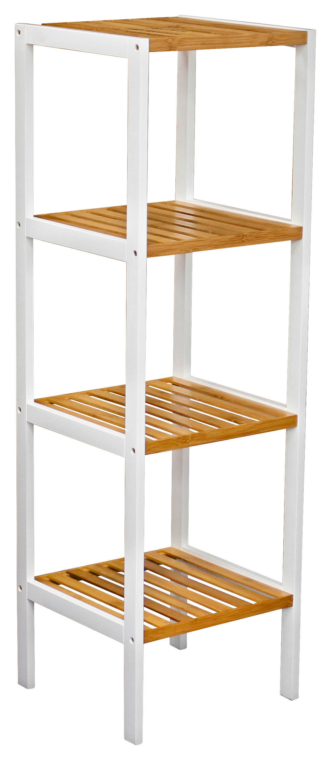 Regal Bambu B 34cm, Weiß/braun