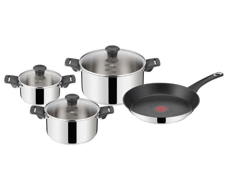 GRYT- OCH KASTRULLSET Jamie Oliver 4 delar  - stålfärgad, Design, metall/glas - Tefal