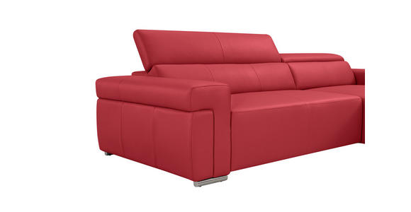 ECKSOFA DUA in Echtleder Rot  293/170 cm  - Chromfarben/Rot, Design, Leder/Metall (293/170cm) - Novel