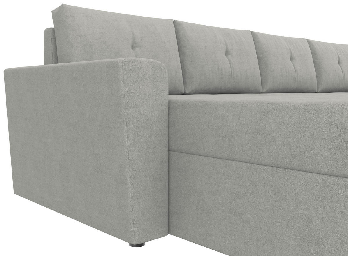 WOHNLANDSCHAFT TERMOLI Hellgrau Jacquard  - Hellgrau/Schwarz, Design, Kunststoff/Textil (155/296/155cm) - MID.YOU