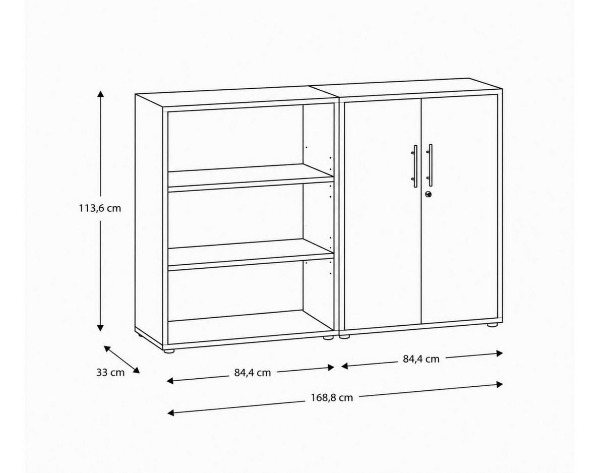 AKTENSCHRANK 168,8/113,6/33 cm  - Anthrazit/Weiß, MODERN, Holzwerkstoff (168,8/113,6/33cm) - MID.YOU