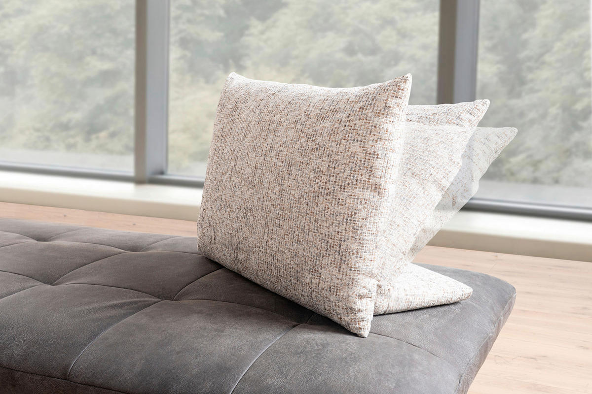 RÉCAMIERE  in Mikrofaser Braun, Cappuccino  - Schwarz/Braun, Design, Textil/Metall (210/105/115cm) - Moderano