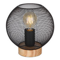 STOLNÍ LAMPA, E27, 20/20 cm  - černá/hnědá, Basics, kov/dřevo (20/20cm) - Globo