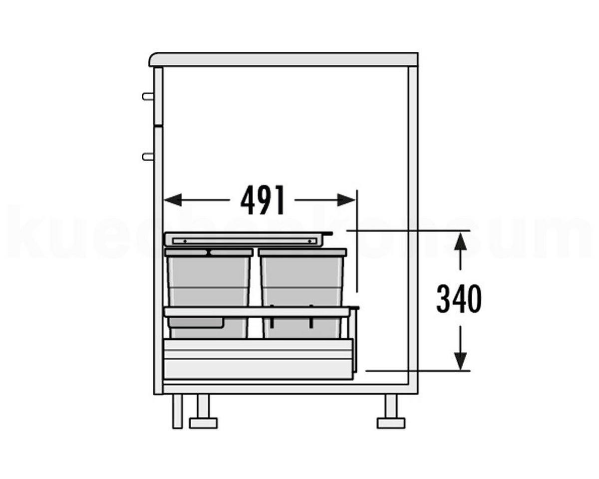 EINBAUABFALLSAMMLER 18 2X 8 l  Kunststoff  - Hellgrau, Basics, Kunststoff (40,7/34/49,1cm) - HKT