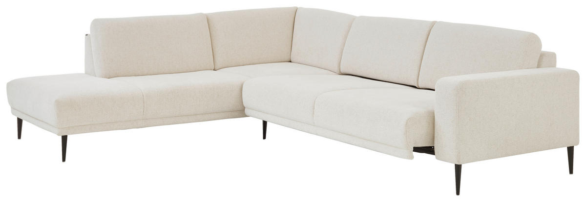 ECKSOFA Dieter Knoll Beige Chenille  - Beige/Schwarz, Design, Textil/Metall (254/303cm) - Dieter Knoll