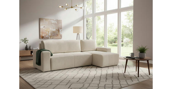 ECKSCHLAFSOFA  mit Cord Creme  - Creme/Schwarz, KONVENTIONELL, Textil (248/146cm) - Xora