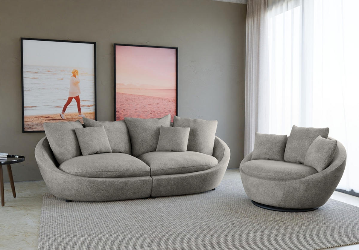 BIGSOFA in Chenille Dunkelgrau  - Dunkelgrau/Schwarz, Modern, Kunststoff/Textil (280/87/131cm) - Trendmanufaktur