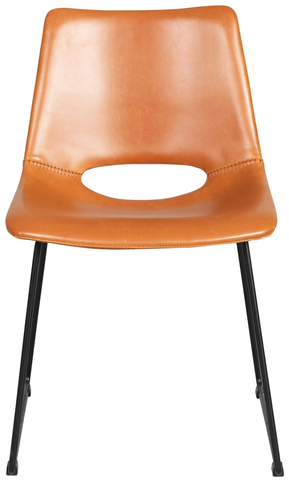 STOL stål läderimitation  - orange/svart, Modern, metall/trä (48/81/55cm) - Rowico