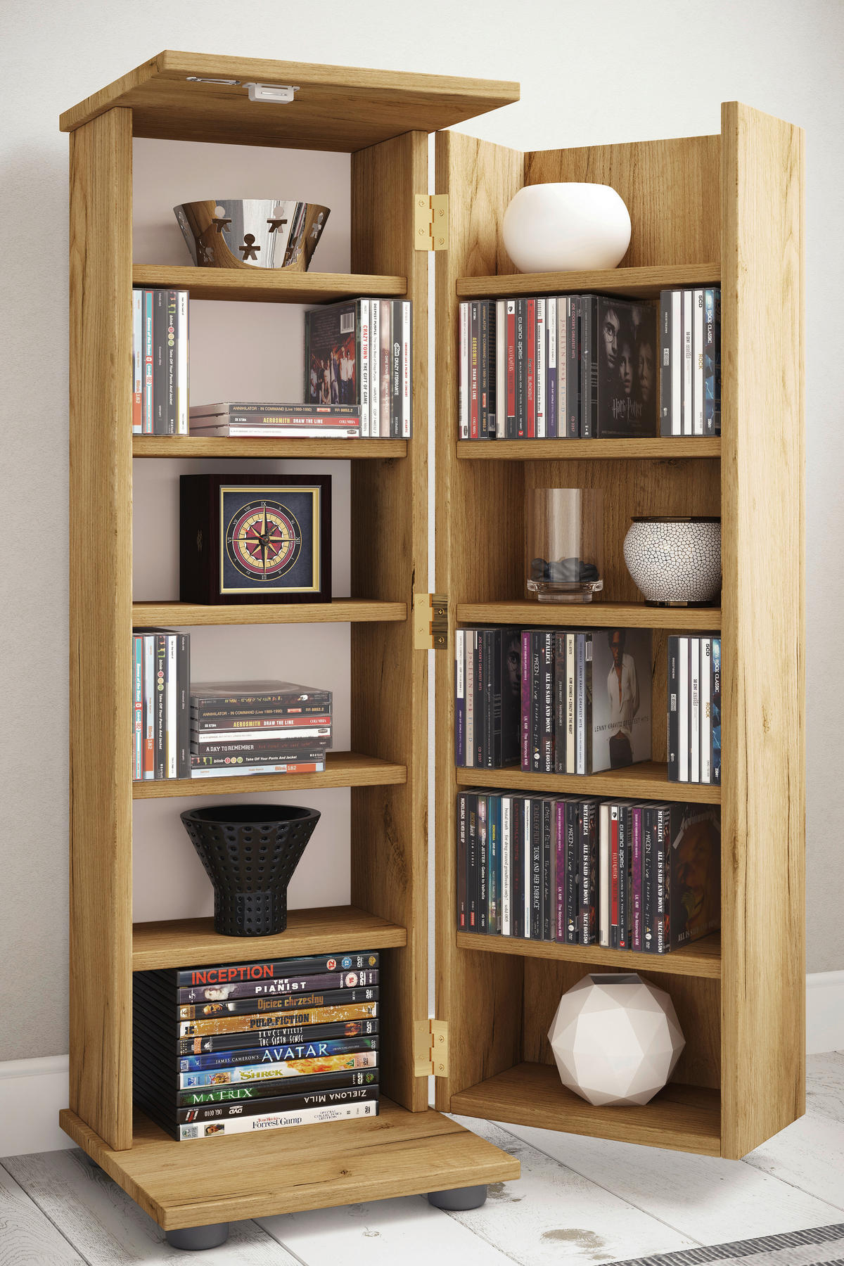 CD-REGAL Honigeiche  - Honigeiche/Schwarz, Design, Holzwerkstoff/Kunststoff (31/93/31cm) - MID.YOU