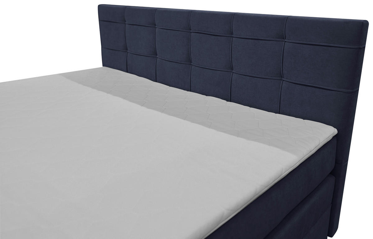 BOXSPRINGBETT 140/200 cm,  in Dunkelblau, H3 = fest  - Schwarz/Dunkelblau, KONVENTIONELL, Kunststoff/Textil (140/200cm)
