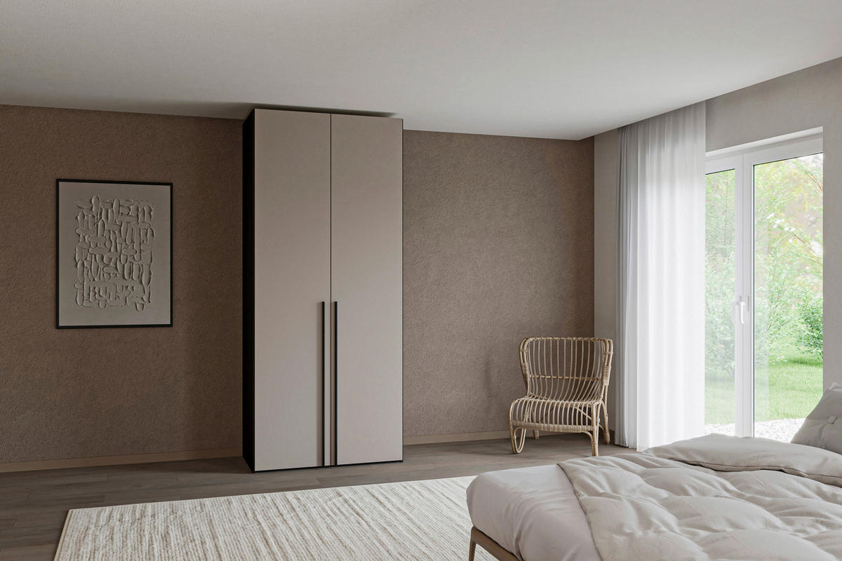 DREHTÜRENSCHRANK 102/236/59 cm,  in Schwarz, Hellbraun, 2-türig  - Hellbraun/Schwarz, Design, Holzwerkstoff/Metall (102/236/59cm) - Jutzler