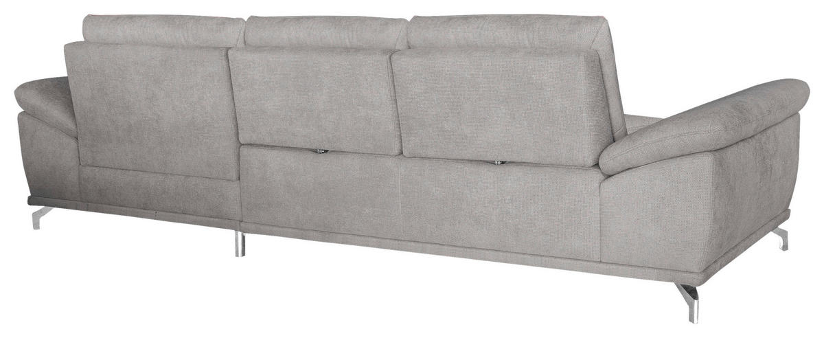 ECKSOFA  in Flachgewebe Silberfarben Sitztiefenverstellung  301/176 cm  - Silberfarben, KONVENTIONELL, Textil/Metall (301/176cm) - Sit & More