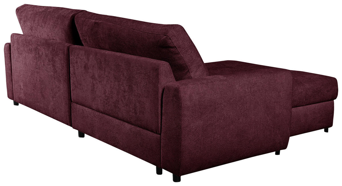 ECKSOFA in Struktur Bordeaux  - Bordeaux/Schwarz, Design, Textil/Metall (162/265cm) - MID.YOU