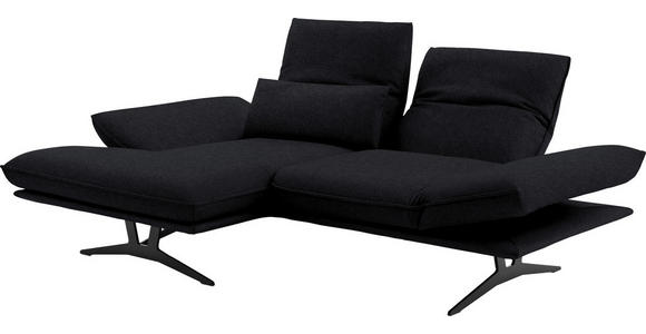 ECKSOFA in Echtleder Anthrazit  - Gelb/Anthrazit, Design, Leder/Metall (130/210cm) - Dieter Knoll