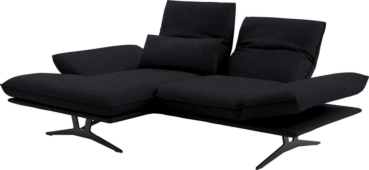 ECKSOFA in Echtleder Anthrazit  - Gelb/Anthrazit, Design, Leder/Metall (130/210cm) - Dieter Knoll