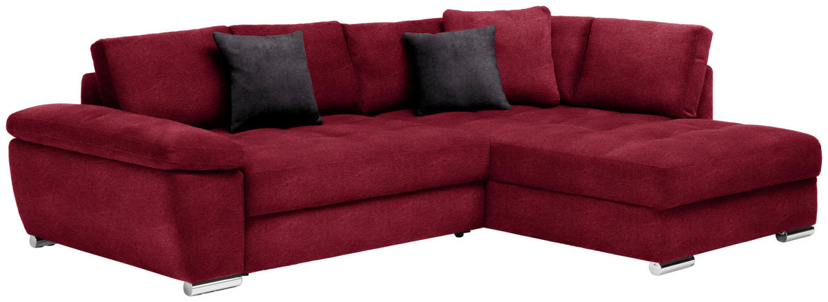 ECKSOFA in Webstoff Rot  276/212 cm  - Chromfarben/Dunkelgrau, Design, Kunststoff/Textil (276/212cm) - Carryhome