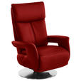 RELAXSESSEL in Leder Rot  - Edelstahlfarben/Rot, Design, Leder/Metall (78/112/85cm) - Cantus