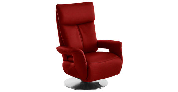 RELAXSESSEL in Leder Rot - Edelstahlfarben/Rot, Design, Leder/Metall (78/112/85cm) - Cantus