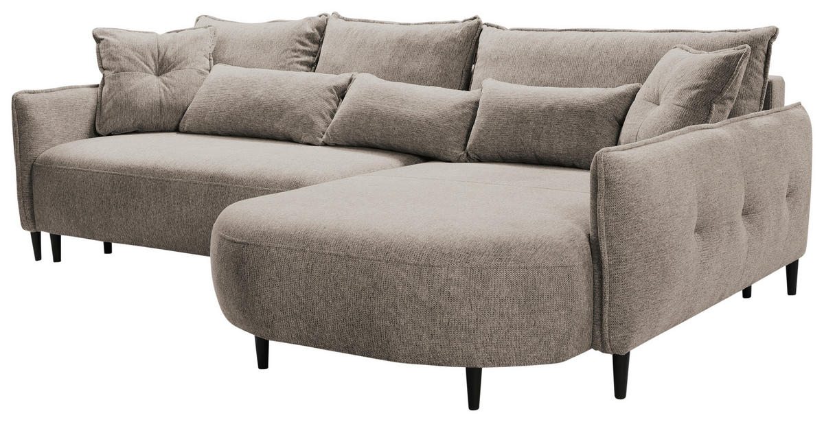 ECKSOFA in Chenille Taupe  - Taupe/Schwarz, Modern, Textil/Metall (285/200cm) - MID.YOU