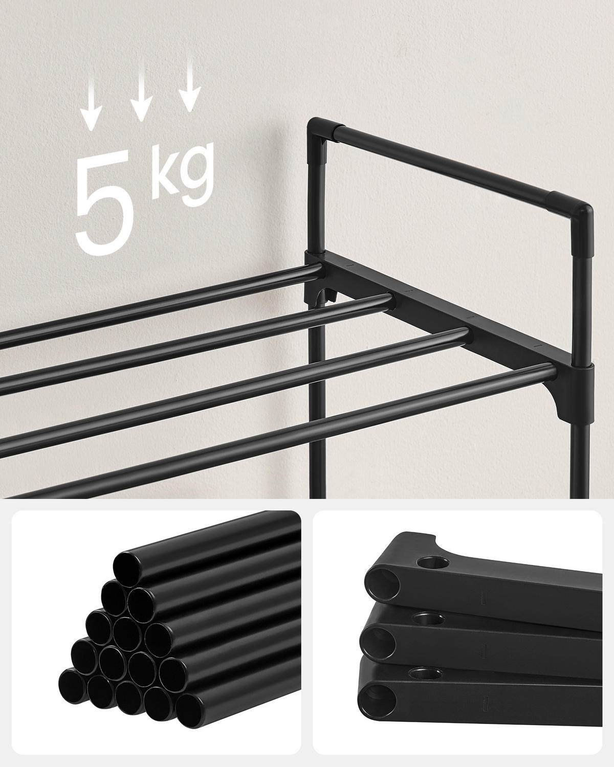 REGÁL NA BOTY, černá, 92/54/30 cm - černá, Trend, kov/plast (92/54/30cm) - Boxxx