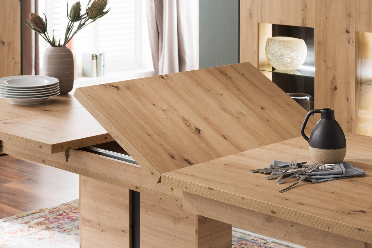 ESSTISCH Anthrazit, Eichefarben rechteckig  ausziehbar  - Eichefarben/Anthrazit, Design, Holzwerkstoff (180-280/100/77cm) - MID.YOU