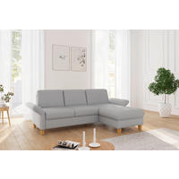 ECKSOFA ROCHELLE E Hellgrau Flachgewebe  - Eichefarben/Hellgrau, KONVENTIONELL, Holz/Textil (251/164cm) - Sit & More