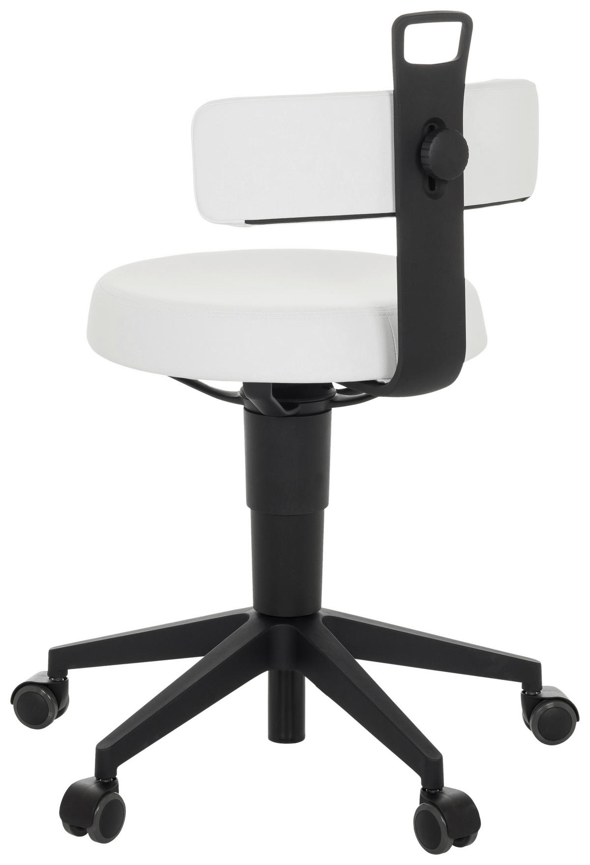 KONTORSPALL  vit  - vit/svart, Basics, läder/plast (40/74-86/46cm) - MID.YOU