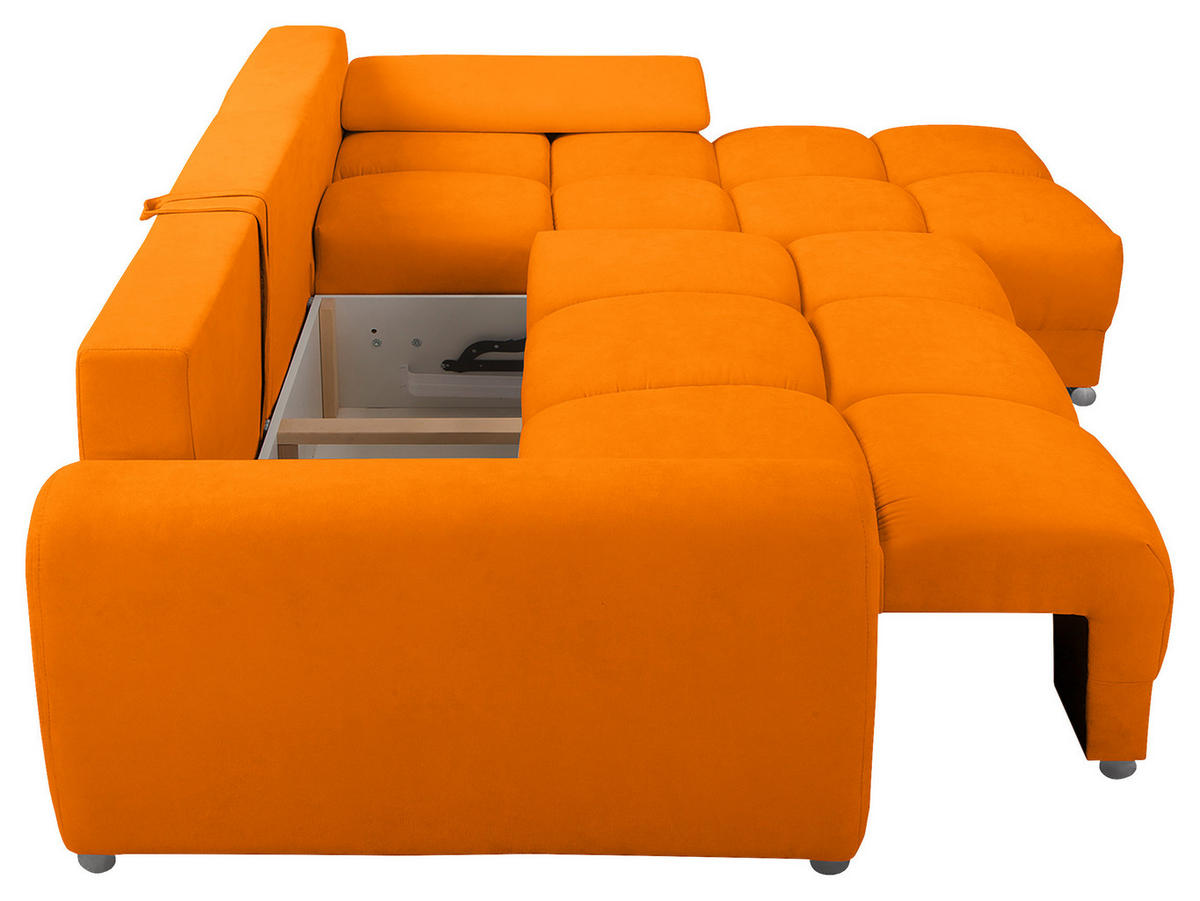ECKSOFA in Mikrofaser Gelb  - Gelb/Silberfarben, Design, Textil/Metall (256/175cm) - Livetastic