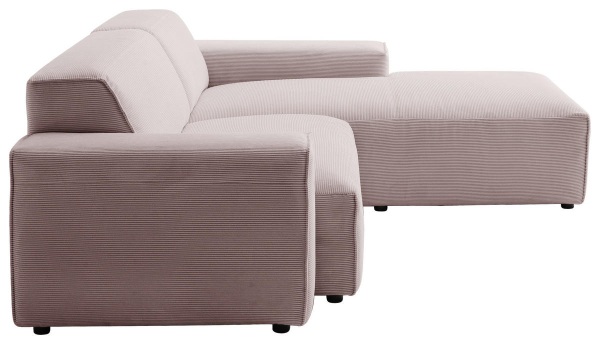 ECKSOFA Altrosa Cord  - Schwarz/Altrosa, Design, Kunststoff/Textil (230/189cm) - Pure Home Lifestyle