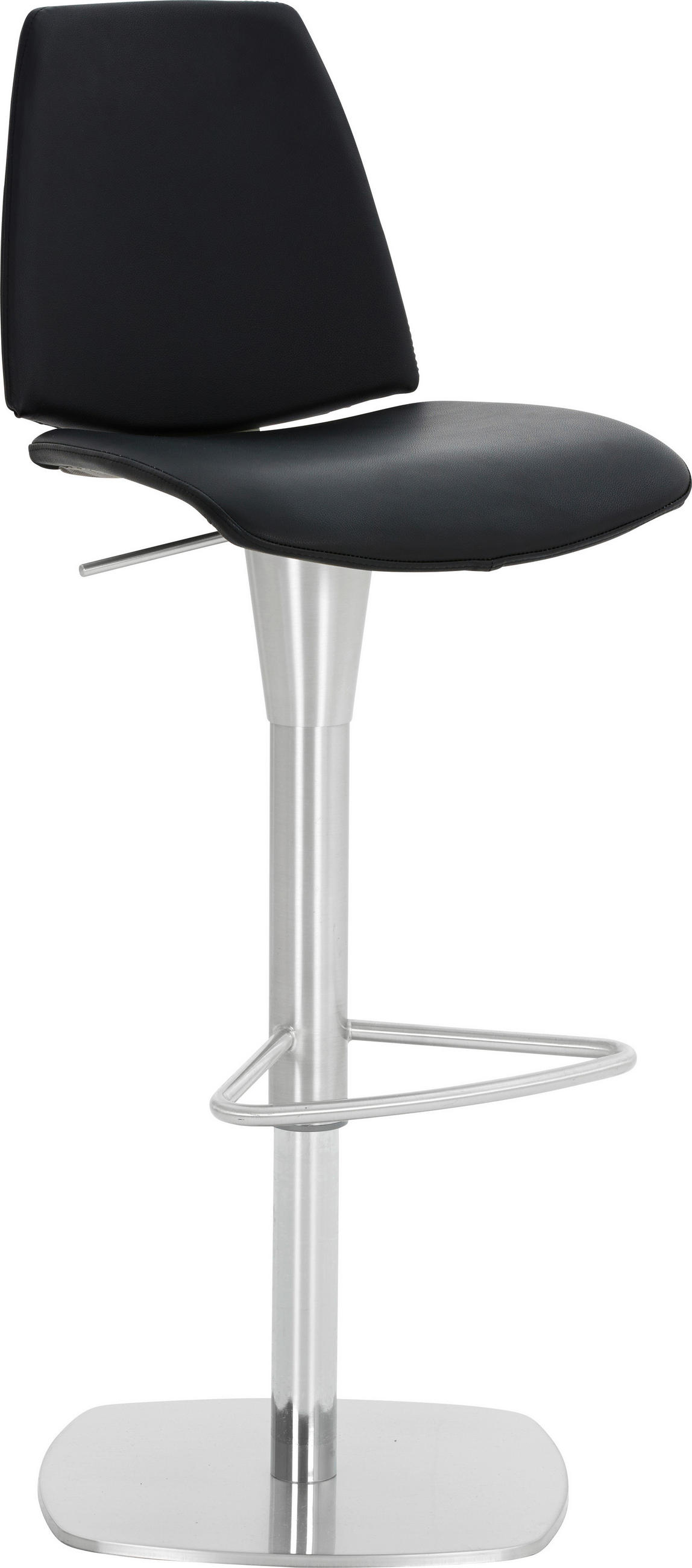 BARHOCKER in Metall, Leder Schwarz, Edelstahlfarben  - Edelstahlfarben/Schwarz, Design, Leder/Metall (40/85-112/40cm)