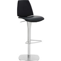 BARHOCKER in Metall, Leder Schwarz, Edelstahlfarben  - Edelstahlfarben/Schwarz, Design, Leder/Metall (40/85-112/40cm)