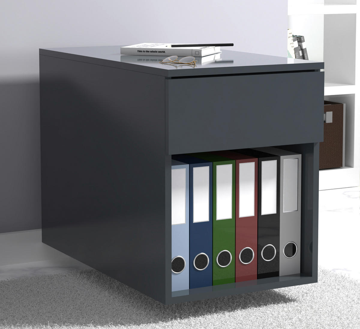 ROLLCONTAINER Anthrazit  - Anthrazit, MODERN, Holzwerkstoff/Kunststoff (39/55/70cm) - MID.YOU