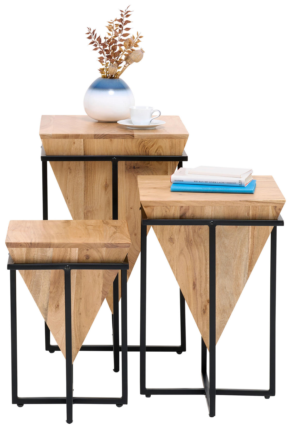 BEISTELLTISCH in Holz, Metall 31/31/45 cm  - Schwarz/Naturfarben, Trend, Holz/Metall (31/31/45cm) - Ambia Home