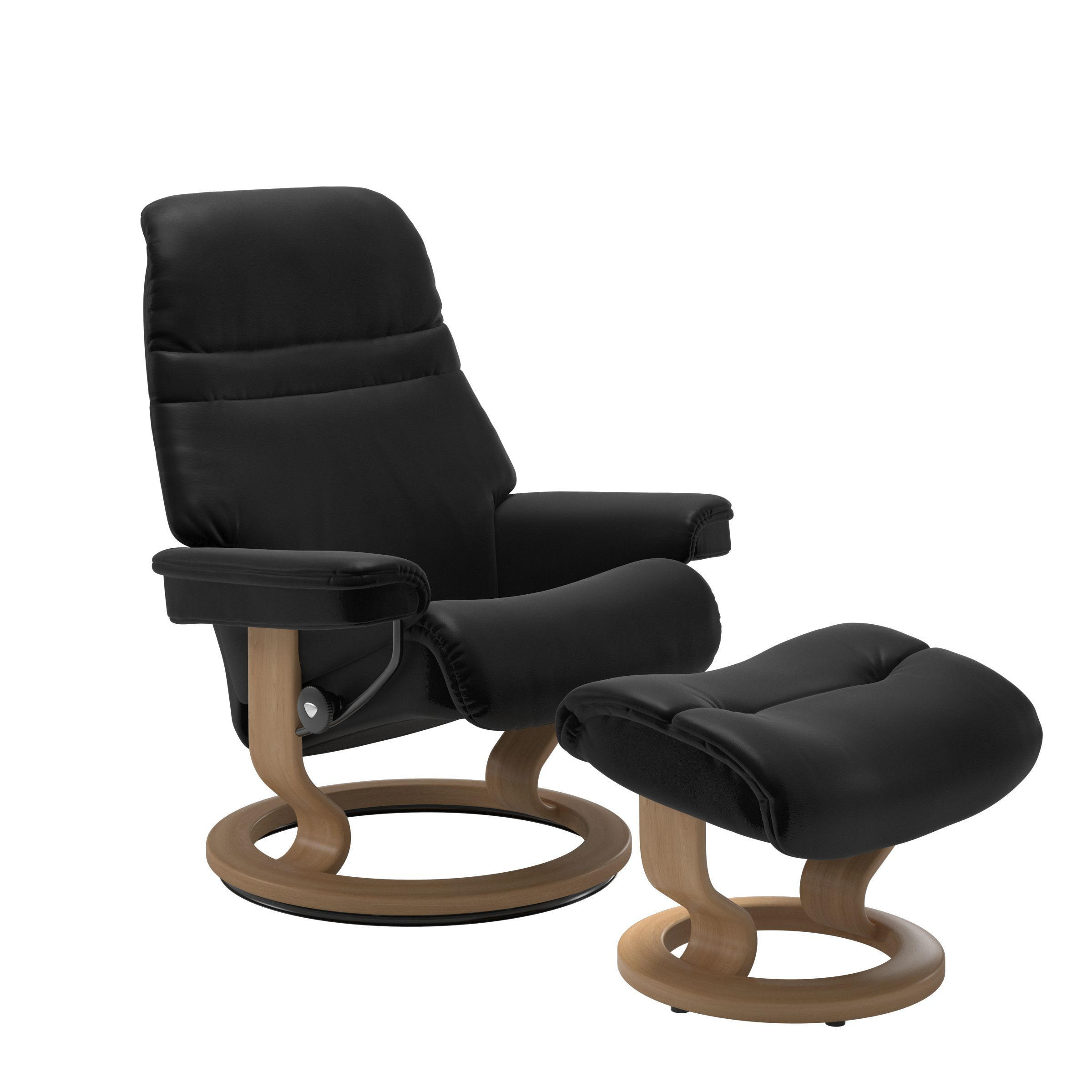 RELAXSESSELSET in Leder Schwarz  - Eichefarben/Schwarz, Konventionell, Leder/Holz (79/103/73cm) - Stressless