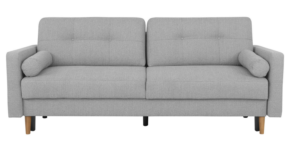 SCHLAFSOFA in Hellgrau  - Buchefarben/Hellgrau, Design, Holz/Textil (222/93/99cm) - MID.YOU