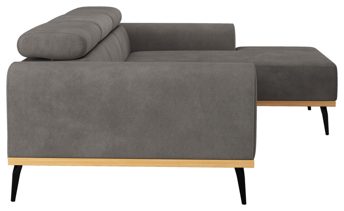 ECKSOFA in Chenille Dunkelgrau  244/157 cm  - Dunkelgrau/Schwarz, KONVENTIONELL, Textil/Metall (244/157cm) - Cotta