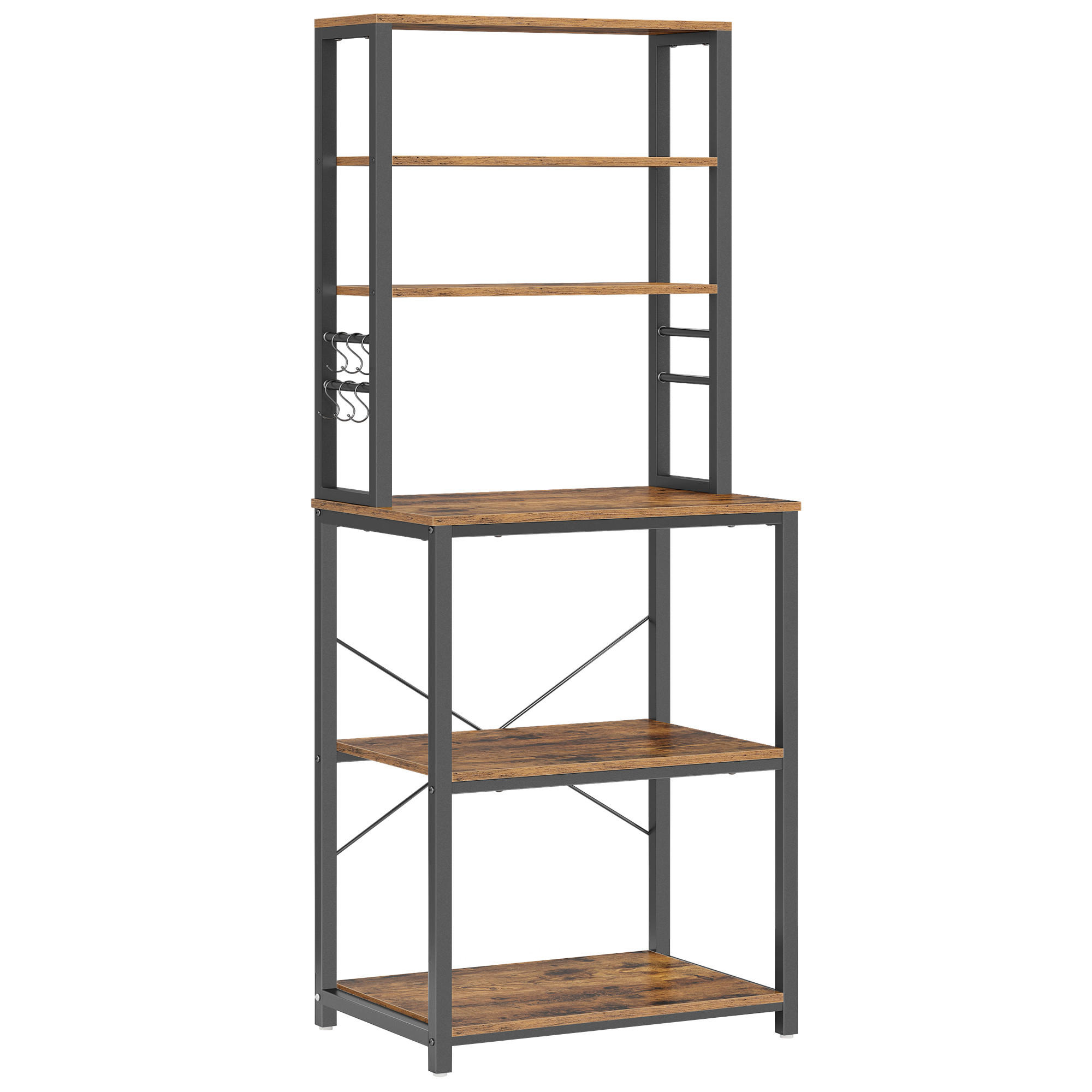 REGÁL, černá, šedavě hnědá, železo, 60/167/40 cm - černá/šedavě hnědá, Trend, kov/kompozitní dřevo (60/167/40cm) - MID.YOU