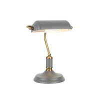 STOLNÍ LAMPA, E27, 37/26,5/18 cm - šedá/barvy mosazi, Konvenční, kov (37/26,5/18cm) - Novel